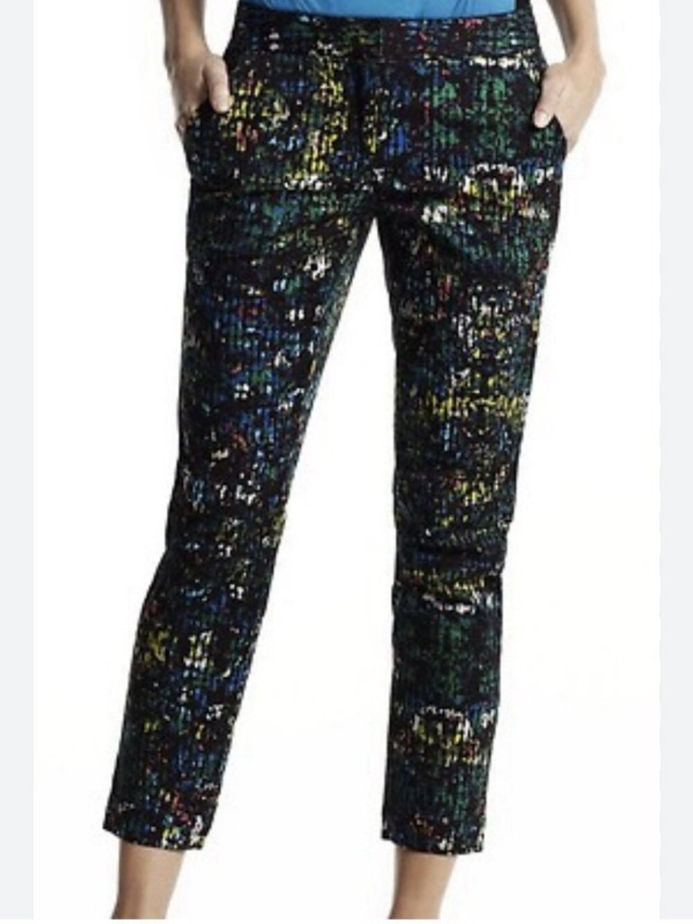 10 Crosby Derek Lam Black Multicolor Cropped Capris